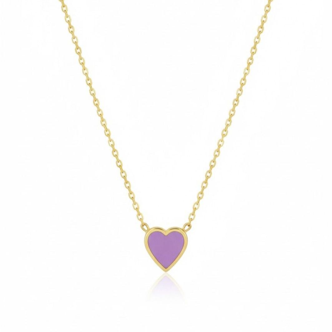 Modern Love Enamel Heart Necklace (Lilac)