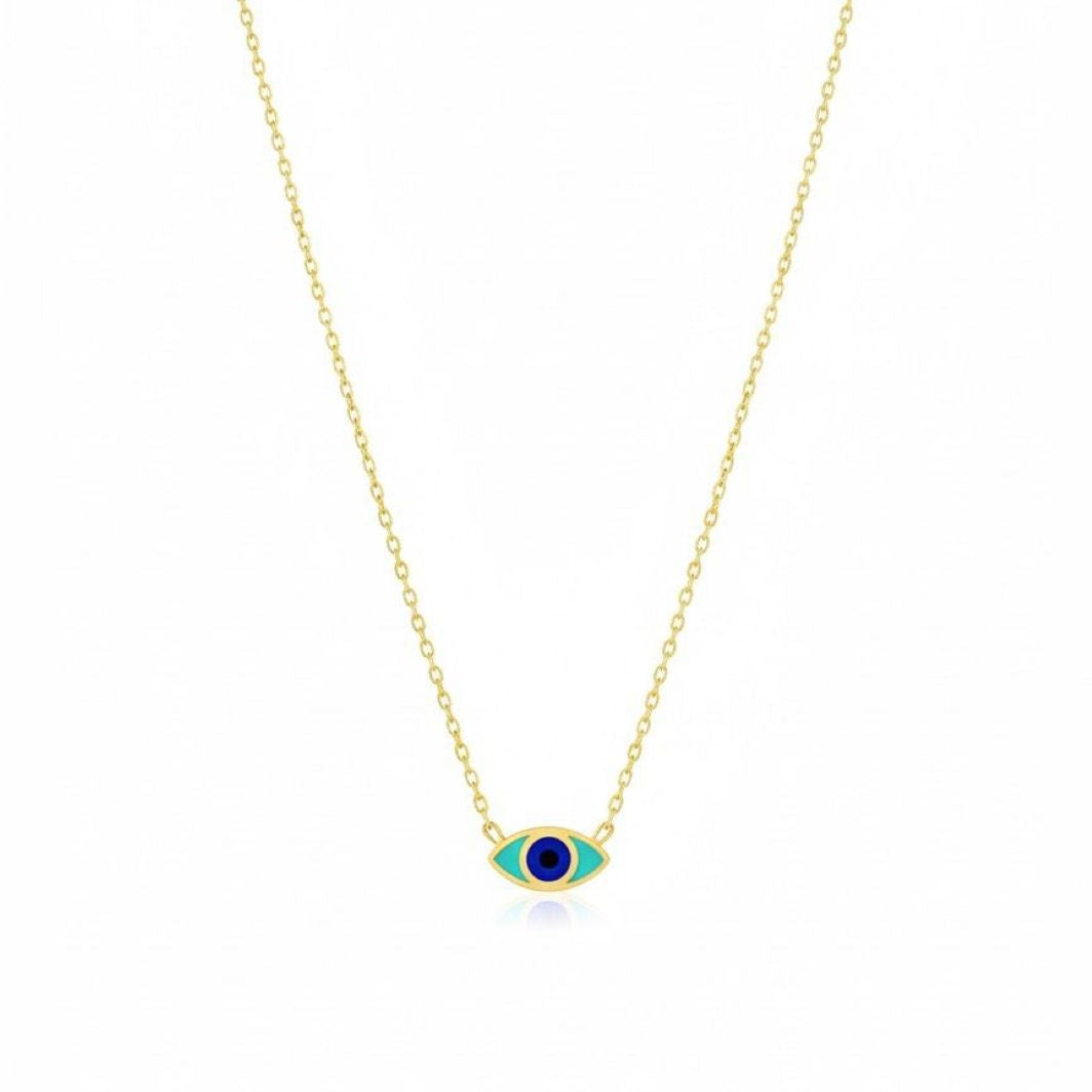 Evil Eye Charm Enamel Necklace (Blue)