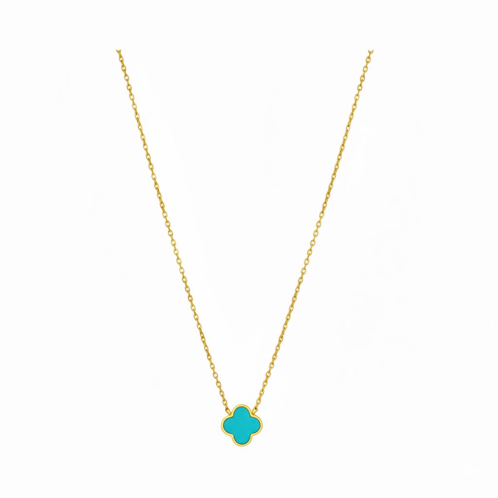Everyday Lucky Enamel Clover Necklace (Blue)